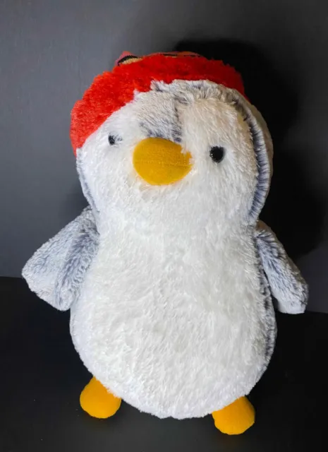 Aurora Gray White Penguin w Winter Beanie 11" Plush Stuffed Animal Toy
