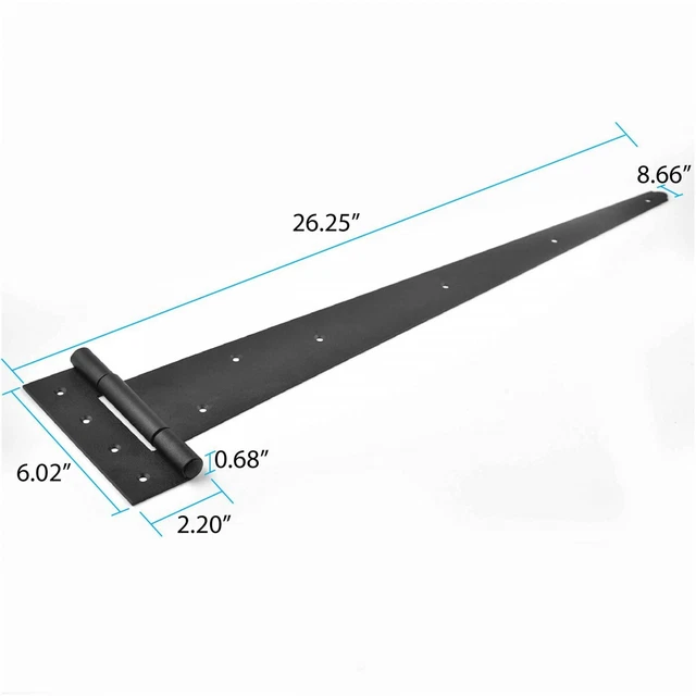 Black T Strap Hinges Heavy Duty Iron 25 1/4" L Barn Door Fence Gate 2