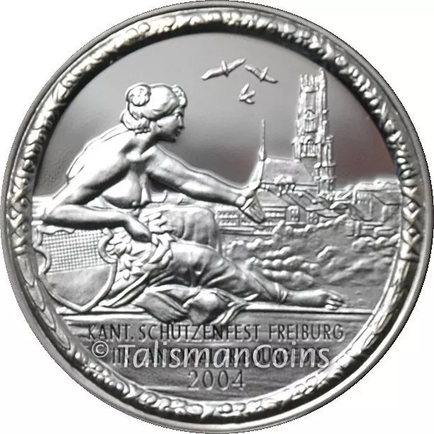 Switzerland 2004 Fribourg Shooting Festival 50 Swiss Francs Thaler Silver Proof