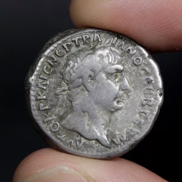 Trajan Tridrachm Ancient Roman Empire Silver Coin Scarce Denomination 100AD 22mm