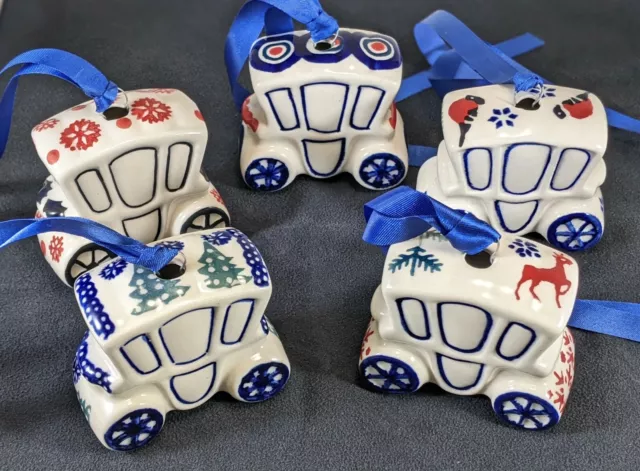 Polish Pottery Christmas Ornament Boleslawiec Holyday Carriage Multiple Designs