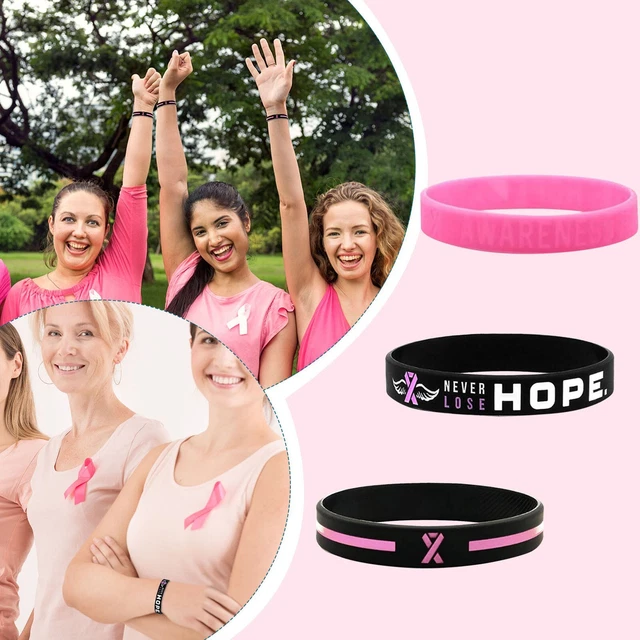-Silicona Rosa Pecho Muñeca Pulsera Conciencia Cinta Pulseras