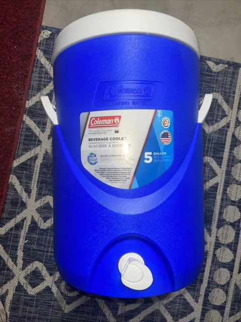 NEW sports COLEMAN  WATER JUG COOLER 5 GALLON  blue WHITE DRINK SPOUT