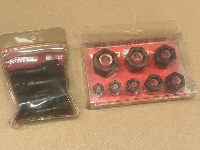 Matco Tools TR8S 1/4”-3/4” Fine Threader Dies & Rethreader Taps Fine Lot