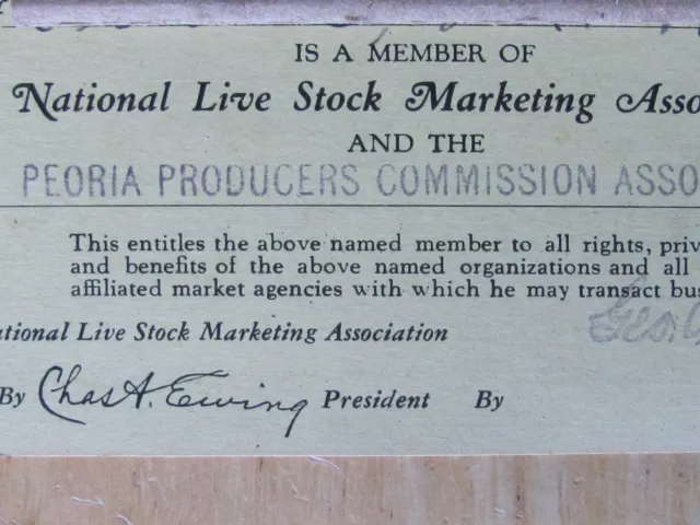 1931 Farm Member Card National Livestock Marketing & Peoria Producer Association