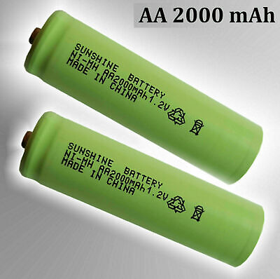 2 X Accu NI-MH Aa 2000 MAH 1,2V pour Solar-Leuchten Lampes Batteries Batterie