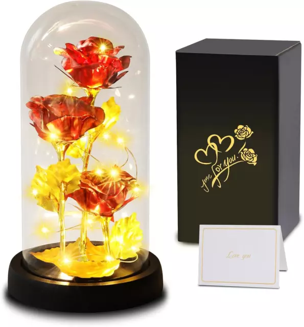 Rosa Eterna Galaxy Rose per Lei, Fiori Di Rosa Con Luce a LED, Fiore Artificiale