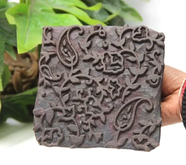 Vintage Wooden Printing Blocks Hand Carved Textile Fabric Stamps Decorative
