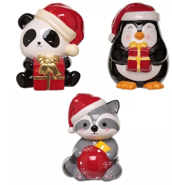 Christmas Novelty Money Boxes Panda, Penguin and Racoon !FREE UK P&P!
