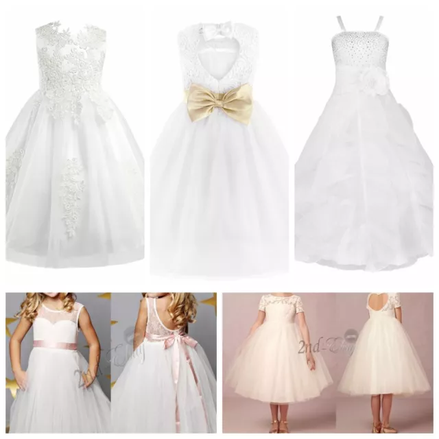 Flower Girl Communion Party Dress Princess Pageant Bridesmaid Wedding Dresses