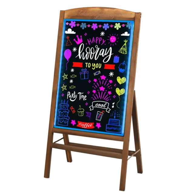 LED Drawing Message Board Dryerase Chalkboard Easel Advertising Sign Board