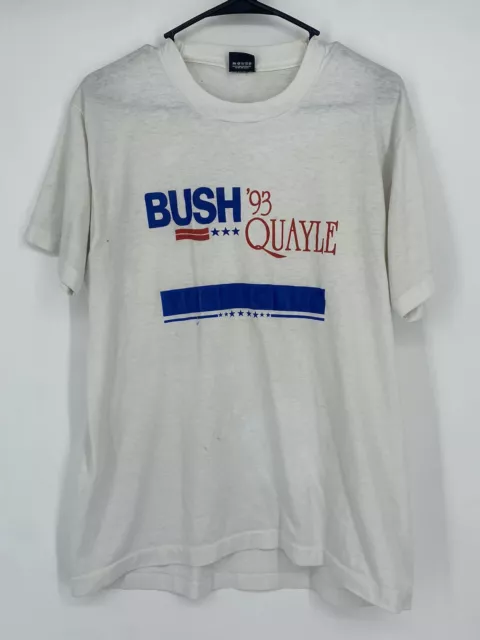 Vintage 90s Bush Quayle 1993 Tee T Shirt Large Screen Stars Best USA