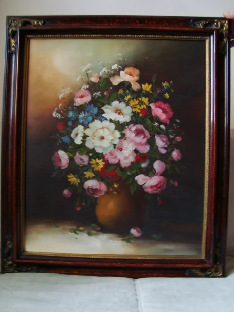 Ölgemälde Stillleben Blumen in Vase Manfred Rimar Barockrahmen