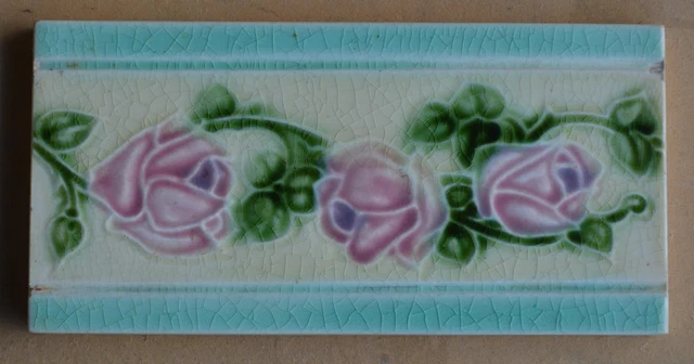 England - Antique Art Nouveau Majolica Border Tile C1900