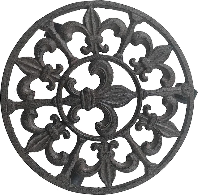 Comfy Hour Rustic Style Collection Cast Iron Spike Garden Plant Trolley Flowerpo