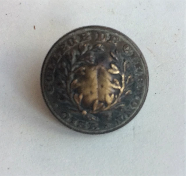 Bouton ancien en laiton bombé College de Clermont (Oise) diametre 20 mm