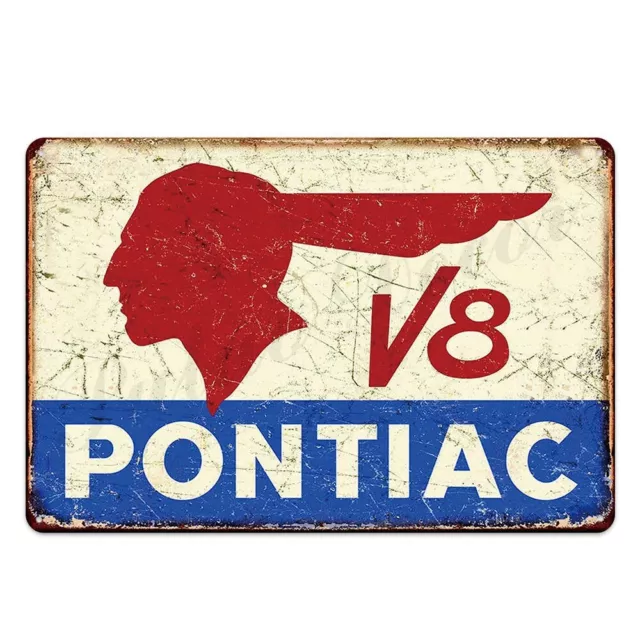 Plaque  Décorative En Métal Étain   Pontiac  30X20 Cm