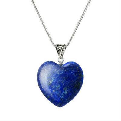 Blue Lapis Lazuli Heart Pendant Necklace 18" Chain Blue Heart Necklace Pendant