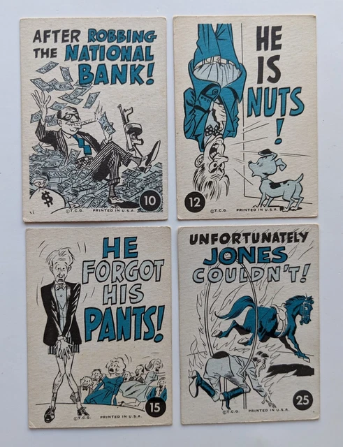 1961 Topps Vintage Crazy Card Lot (4) - #10, 12, 15, 25. Very Good condition 2