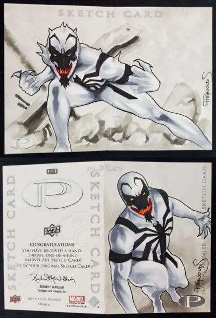 Anti Venom Marvel Premier Dual Panel Sketch Card Lawrence Reynolds Spider-man