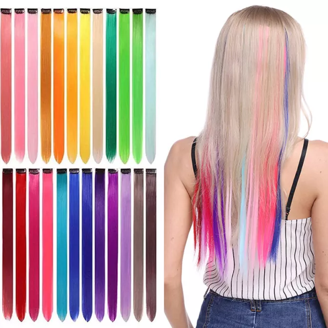 Lumière Arc-en-Ciel Couleurs Clip En Complet Tête Ear-Dye Cheveux Mèches C .