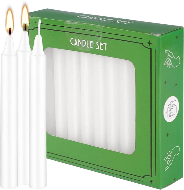 Set of 20 White Spell & Chime – Premium Mini Taper Candles for Rituals, Prayer,
