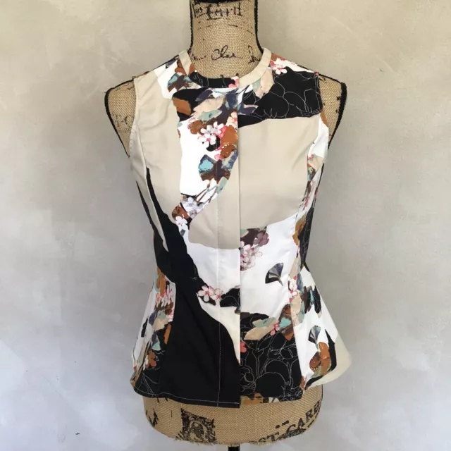 3.1 Phillip Lim floral peplum sleeveless zip front top size XS