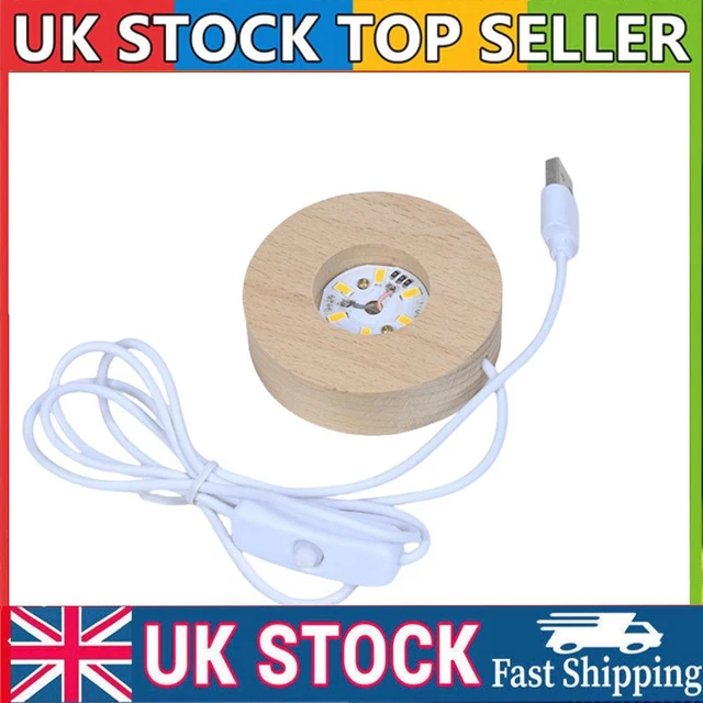WOODEN LED LIGHT Display Base Round LED Display Stand Resin Lamp ...
