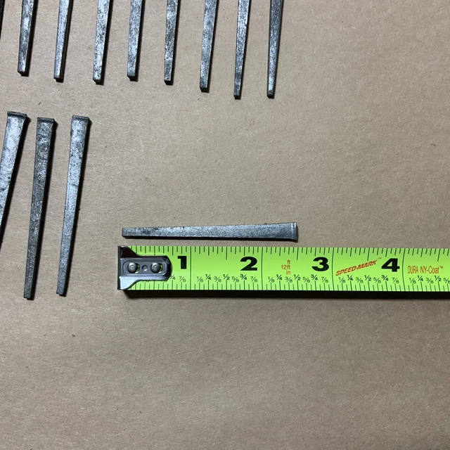 Square Cut Nails Galvanized Lot of 50 2.5" by 0.25" by 0.125" Vintage 2