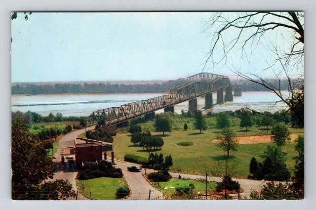 St. Louis MO- Missouri, Chain Rock Bridge, Aerial View, Vintage Postcard
