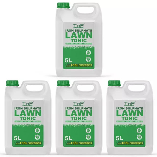 Iron Sulphate Liquid 4x5L Ferrous Miracle Grass Turf Lawn Tonic Feed Fertiliser