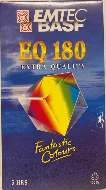 Archivage Video Ancien Format Cassette Vidéo EMTEC EQ180 - VHS, 3 Heures, Réenregistrable Jusqu'à 1000 Fois 3 Heures Durée