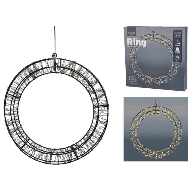 LED Lichtkranz Dekokranz Türkranz 800 LED Timer für Außen Outdoor warmweiß IP44