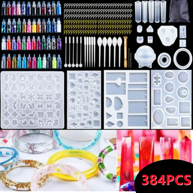 384 Pcs Resin Casting Epoxy Molds Silicone Jewelry Making DIY Craft Mould Kit