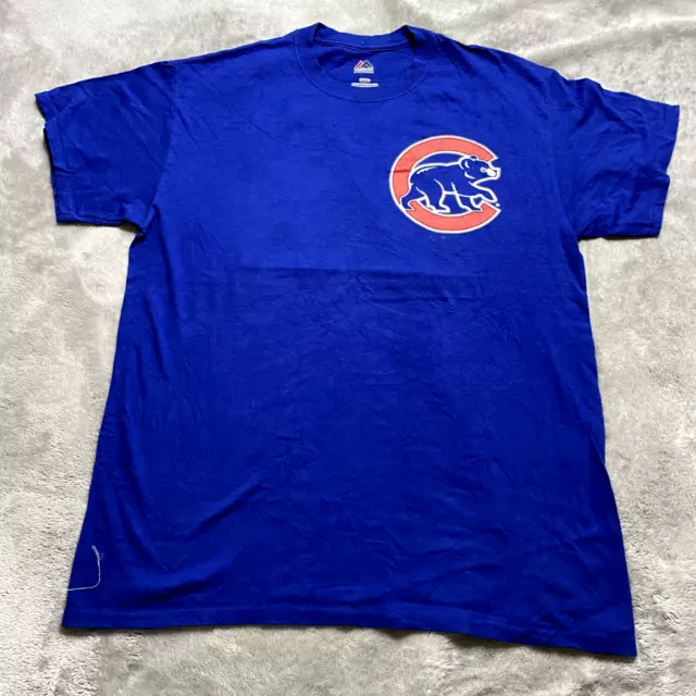 Chicago Cubs Tshirt Blue Medium Graphic Print USA Rizzo 44 Majestic MLB