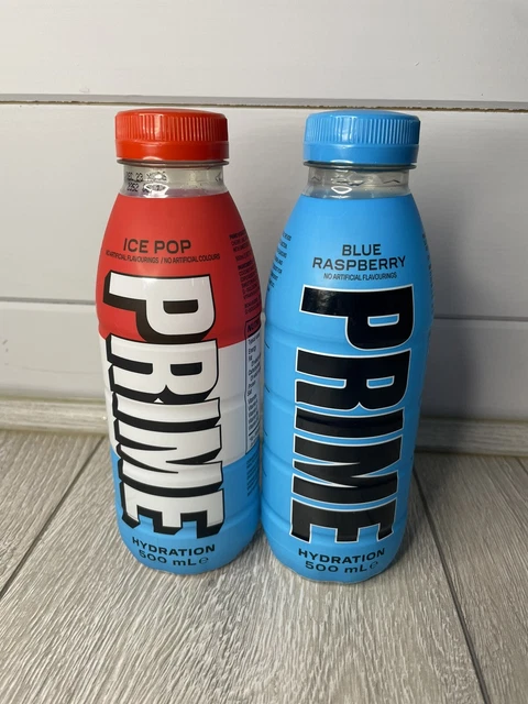 PRIME HYDRATION ENERGY Drink BLUE RASPBERRY & ICE POP 500ml KSI X LP 2 ...