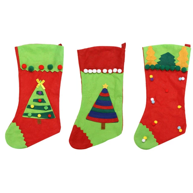 3 piezas calcetines colgantes chimenea decoraciones navideñas adornos de árbol de Navidad medias