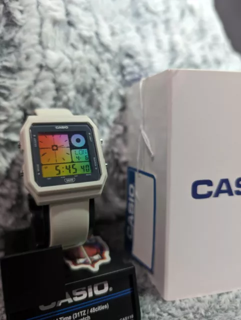 Casio Custom LF20W-8A, Reloj Cronógrafo, Correa Personalizada Multicolor Gradiente* Raro