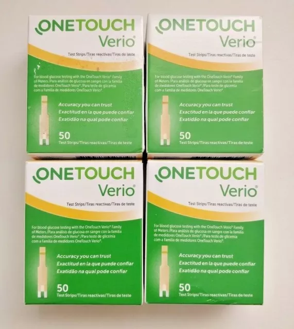 Un Touch Verio Sangre Glucosa Diabético Prueba Tiras Reactivas - 4 Cajas De 50=