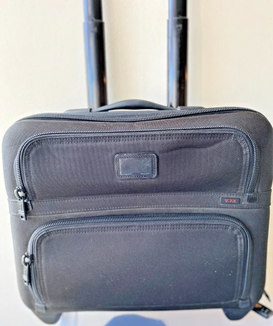 TUMI Alpha Black Nylon Expandable Compact Wheeled Briefcase Computer Bag 26124DH