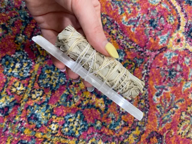 Sage Smudge Stick with Selenite Wand (small)