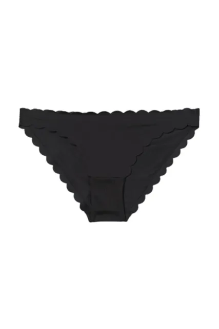 Jessica Simpson Womens Scalloped-Edge Bikini Bottoms,Black,Small