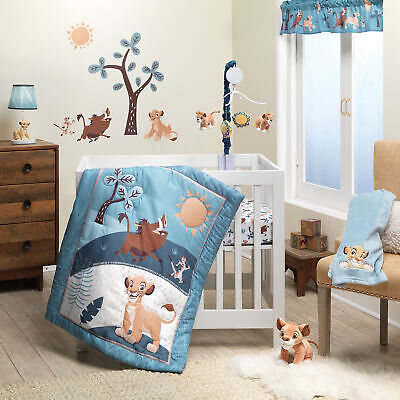Lambs & Ivy Disney Baby Lion King Adventure Blue 3-Piece Mini Crib Bedding Set