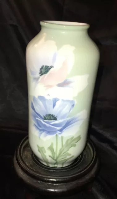 Art Nouveau Bernard Bloch Floral Porcelain Vase Austrian Poppy Blue Green White 2