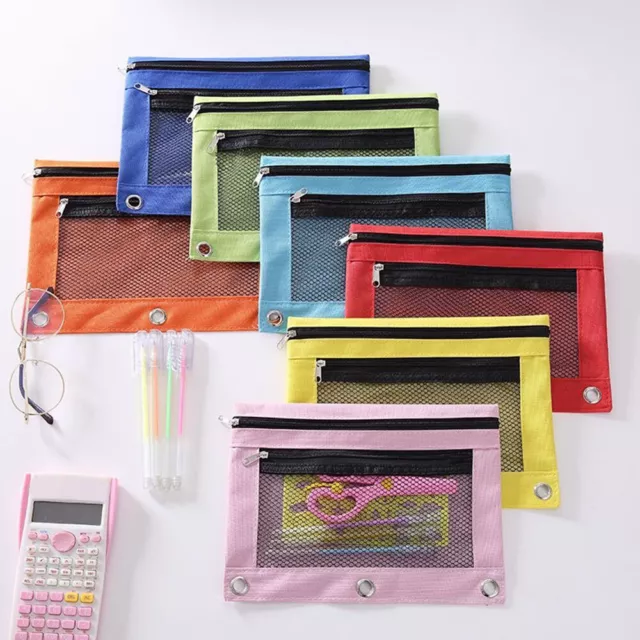 Pencil Pouch Case for 3 Ring Binder Mesh Zipper, Small Cosmetic bag - By Enday