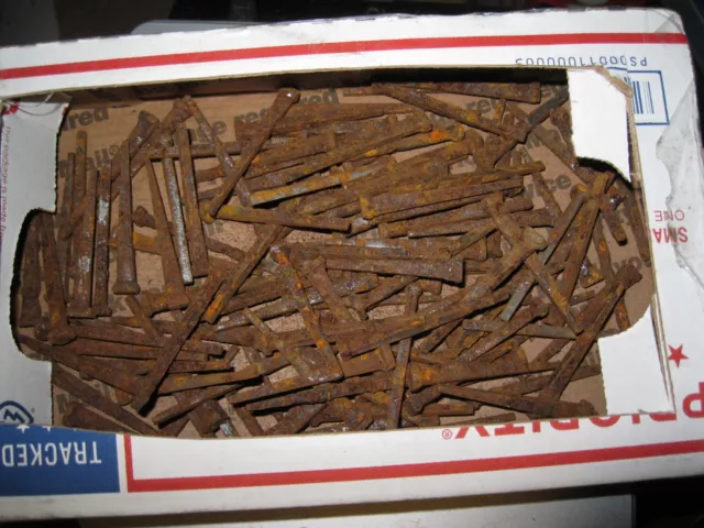 15 OZ Lot Vintage Cut Nails 2" 2 1/8" OLD VINTAGE ANTIQUE PATINA NAILS about 81
