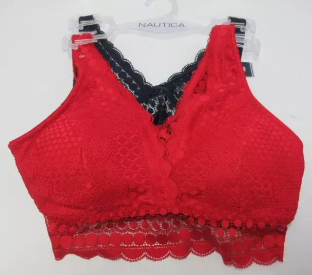 NAUTICA INTIMATES WOMENS Plus Size 1X Lace Bralettes 2 Pack Lined
