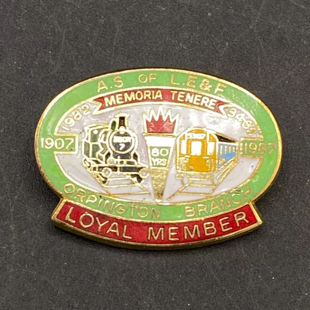 ASLEF Badge Orpington Branch Loyal Member British Railway Trade Union 1987 Green