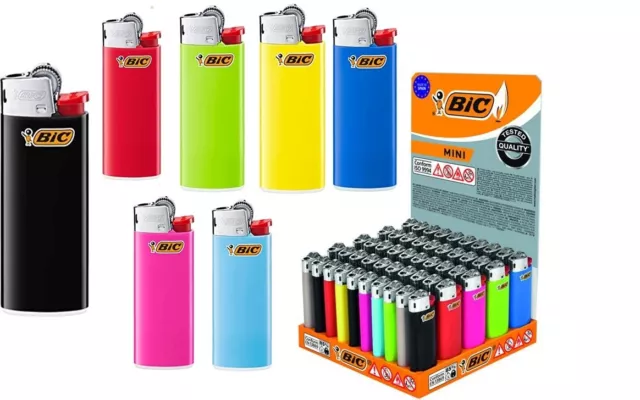 10 BIC Mini J25 Gemischte Farben Reibrad Feuerzeug Kindersicherung Original