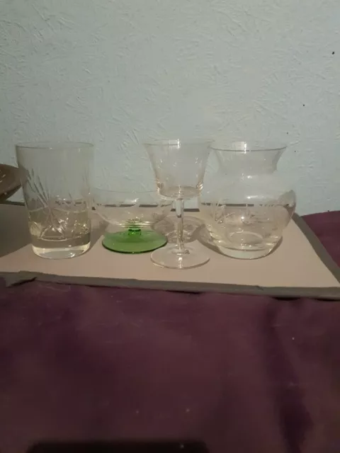 VINTAGE GLASS job lot   glass dish vase art glass